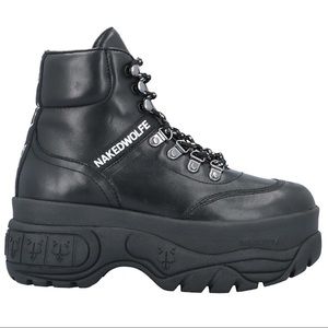 Naked Wolfe Spike Black Leather Platform Boots